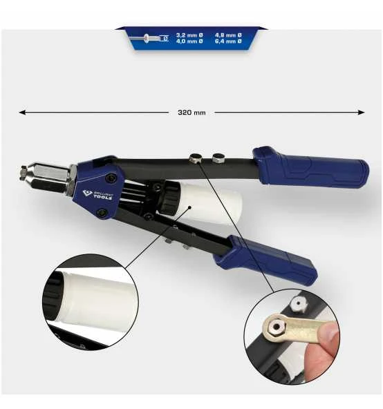 Brilliant Tools Handnietzange Für Ø 3,2-4,0-4,8-6,4 Mm Nieten 4 Brilliant Tools Handnietzange Für Ø 3,2-4,0-4,8-6,4 Mm Nieten – Bild 2