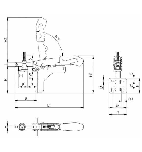 AMF Waagrechtspanner Nr.6871 Gr.50 Winkelfuß 4 AMF Waagrechtspanner Nr.6871 Gr.50 Winkelfuß – Bild 2